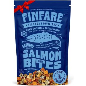 finfare تجميد لدغات جلد السلمون المجفف، حلوى سمك السلمون المقرمشة الخالية من الحبوب للقطط، نسبة عالية من البروتين وأوميغا 3 لصحة الجلد والمعطف، مصنوعة في الولايات المتحدة الأمريكية، 1.3 أونصة in Saudi Arabia