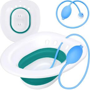 Pochik Sitz Bath, Sitz Bath for Hemorrhoids, Sitz Bath for Toilet Seat, Postpartum Care, Sits Bath Kit for Women, Collapsible, Flusher Hose, Drain Holes, Wider Seating Area, Deeper Bowl in Saudi Arabia