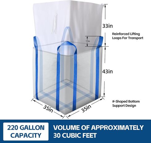 FIBC Bulk Bags,Holds up to 4400 lbs Construction Bags Heavy Duty,210-Gallon Woven Polypropylene Dumpster Bag for Industry Agriculture and Construction,Sealable Top in Saudi Arabia