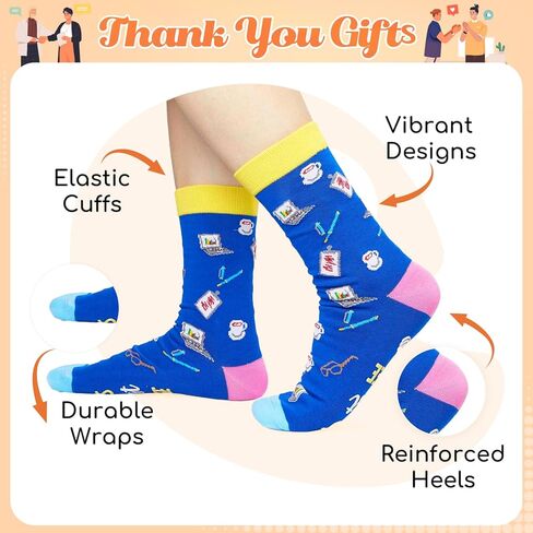 جوارب HAPPYPOP المضحكة، جوارب بيسبول للقراءة المضحكة EMT، هدايا مضحكة لمحبي القراءة EMT وكيل العقارات في عبوة من قطعتين in Kuwait