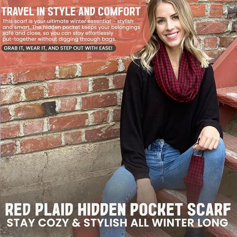 VITAMIN SEA Infinity Scarves with Hidden Zipper Pocket - Stylish and Lightweight Travel Scarf for Women in Saudi Arabia