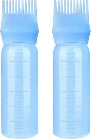 Pimoys Root Comb Applicator Bottle 6 Ounce Hair Oil Applicator 2 Pack Applicator Bottle for Hair Dye Applicator Bottle with Graduated Scale, White in Saudi Arabia