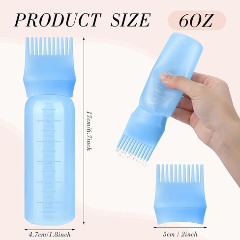 Pimoys Root Comb Applicator Bottle 6 Ounce Hair Oil Applicator 2 Pack Applicator Bottle for Hair Dye Applicator Bottle with Graduated Scale, White in Saudi Arabia