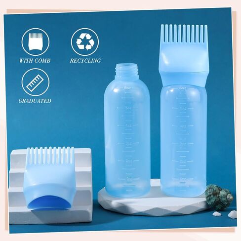 Pimoys Root Comb Applicator Bottle 6 Ounce Hair Oil Applicator 2 Pack Applicator Bottle for Hair Dye Applicator Bottle with Graduated Scale, White in Saudi Arabia