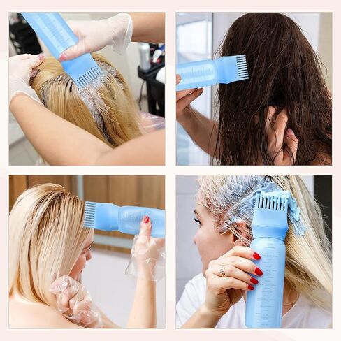 Pimoys Root Comb Applicator Bottle 6 Ounce Hair Oil Applicator 2 Pack Applicator Bottle for Hair Dye Applicator Bottle with Graduated Scale, White in Saudi Arabia
