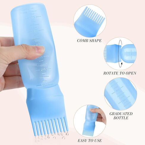 Pimoys Root Comb Applicator Bottle 6 Ounce Hair Oil Applicator 2 Pack Applicator Bottle for Hair Dye Applicator Bottle with Graduated Scale, White in Saudi Arabia