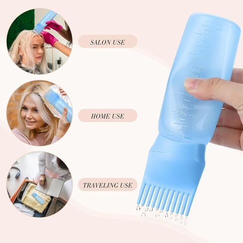 Pimoys Root Comb Applicator Bottle 6 Ounce Hair Oil Applicator 2 Pack Applicator Bottle for Hair Dye Applicator Bottle with Graduated Scale, White in Saudi Arabia