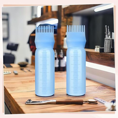 Pimoys Root Comb Applicator Bottle 6 Ounce Hair Oil Applicator 2 Pack Applicator Bottle for Hair Dye Applicator Bottle with Graduated Scale, White in Saudi Arabia