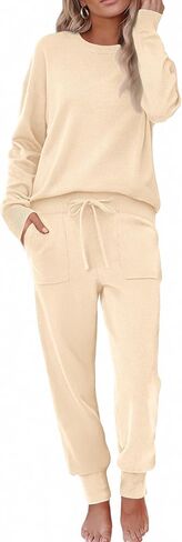 Ekouaer Women'S 2 Piece Lounge Set Long Sleeve Pajamas Sweatsuit Knit Pullover Sweater Jogger Pant Outfits With Pockets in Kuwait