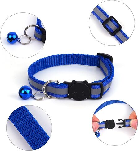 10 Pack Reflective Cat Collars with Bells, Cat Collar, Safety Buckle Cat Collar, Pet Supplies, Stuff, Accessories in Saudi Arabia