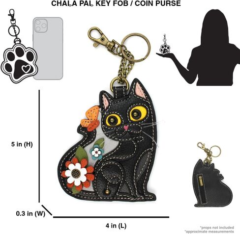 محفظة نقود معدنية Chala Key Fob/Cops - قطة كسولة، أبيض وبني in Kuwait