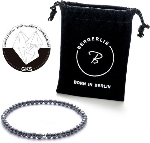 BERGERLIN Real natural stone bracelet with 925 Sterling silver pearl - Delicate faceted pearls - Genuine Bracelets with Certified Quality in Kuwait