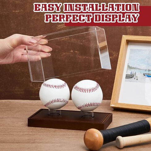 Weysat Championship Ring Case ، 2 في 1 حامل حلقات مع بطولة خشبية قاعدة CLASE CLEAR Acrylic Display Case For Sports Basketball Baseball Forball Fan Military ، Protection UV in Saudi Arabia