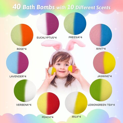 Yekery Bath Bomb Gift Set with Toys Inside, 20 Pack Organic Bath Bombs for Kids, Kids Safe Handmade Fizzy Balls for Kid, Ideal Birthday Gift for Boys & Girls) in Saudi Arabia