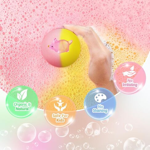 Yekery Bath Bomb Gift Set with Toys Inside, 20 Pack Organic Bath Bombs for Kids, Kids Safe Handmade Fizzy Balls for Kid, Ideal Birthday Gift for Boys & Girls) in Saudi Arabia