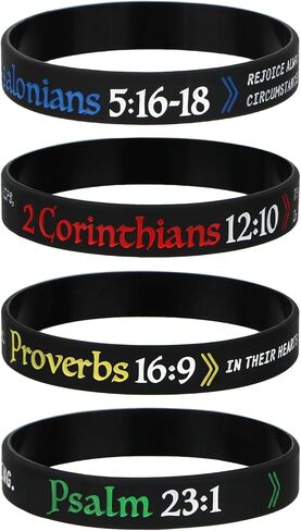 kilofly 4pcs Christian Religious Scripture Bible Verse Rubber Bracelet Wristband in Kuwait