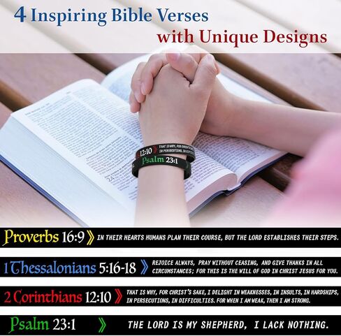 kilofly 4pcs Christian Religious Scripture Bible Verse Rubber Bracelet Wristband in Kuwait
