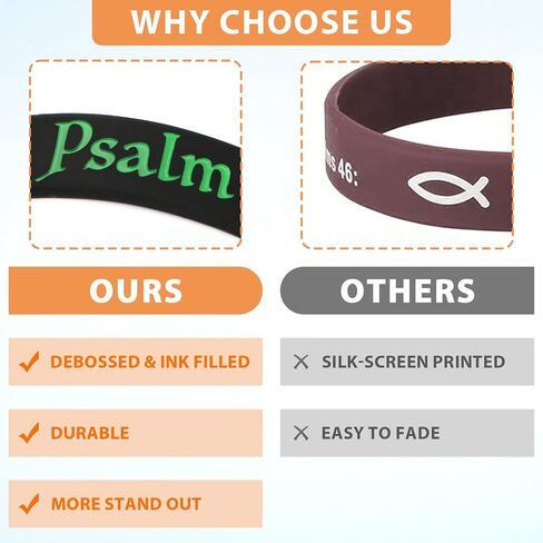 kilofly 4pcs Christian Religious Scripture Bible Verse Rubber Bracelet Wristband in Kuwait
