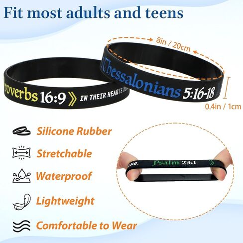 kilofly 4pcs Christian Religious Scripture Bible Verse Rubber Bracelet Wristband in Kuwait