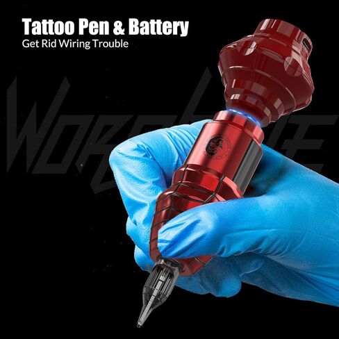 Tattoo Pen Kit Wormhole Cartridge Tattoo Kit for Beginners Rotary Tattoo Machine Pen Professional Complete Tattoo Kit(TK108A) (Black) in Kuwait