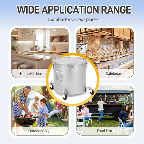 Outvita Fryer Grease Bucket, 10 Gal Oil Disposal Caddy with Caster Base, Carbon Steel Rust-Proof Coating, Oil Transport Container with Lid, Lock Clips, Filter Bag for Transport Cooking Filtering in Saudi Arabia