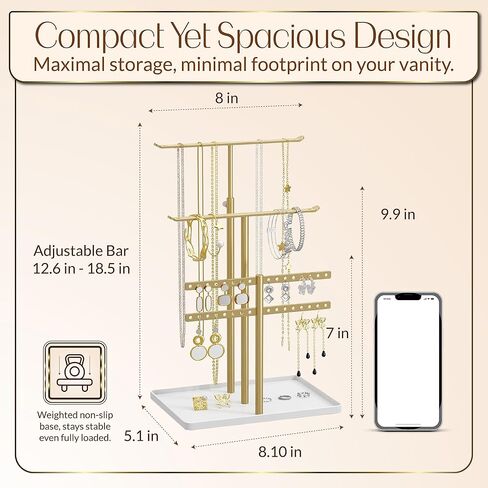 Tree Jewelry Organizer by SoCal - Jewelry Tree Earring Organizer and Necklace Holder - Jewelry Stand, Earring Holder Organizer, Necklace Organizer Bracelet Holder - Jewelry Holder and Jewelry Display in Saudi Arabia