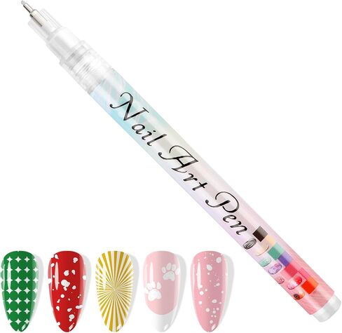 10 Color Metal Giltter 3D Nail Art Pens Set, Kalolary Double-ended Nail Point Graffiti Dotting Pen Drawing Painting Liner Brush for DIY Nail Art Beauty Adorn Manicure Tools(G) in Saudi Arabia