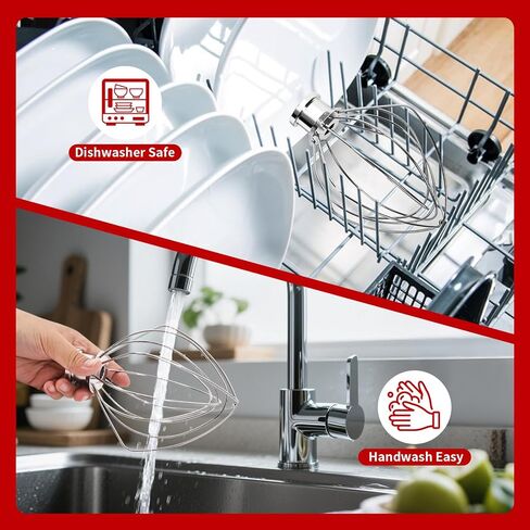 Whisk Attachments for KitchenAid 4.5/5Quart Mixer, Titl-head Stand Kitchen aid Mixer Accessories, Upgrade 6 wire Whole Stainless Steel Whisk parts Dishwasher Safe not Tarnish in Saudi Arabia