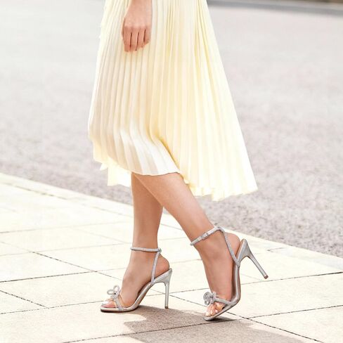 Dream Pairs Women's Double Bowknots Heels, Stiletto Heels with Rhinestone Bow Slingback High Heeled Sandals Square Toe Shoes in Saudi Arabia