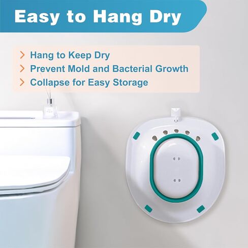 Pochik Sitz Bath, Sitz Bath for Hemorrhoids, Sitz Bath for Toilet Seat, Postpartum Care, Sits Bath Kit for Women, Collapsible, Flusher Hose, Drain Holes, Wider Seating Area, Deeper Bowl in Kuwait