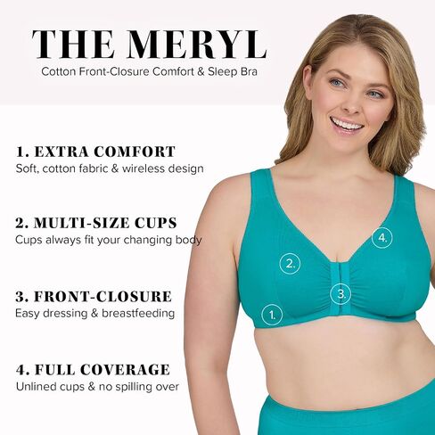 Women's Plus Size Meryl Cotton Front-Close Wireless Bra - 38 F-H, Wistful Mauve Purple in Kuwait