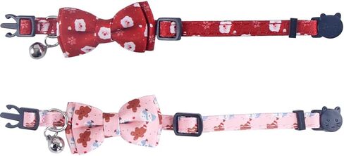 Christmas Cat Collar Breakaway with Bow Tie Bandana and Bell Holiday for Kitty Adjustable Safety in Saudi Arabia