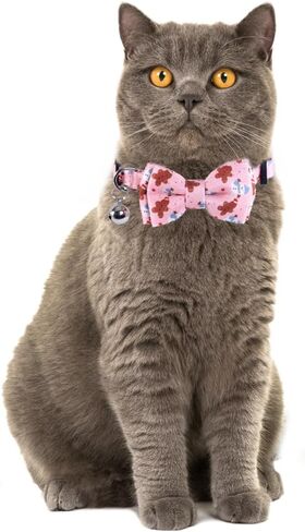 Christmas Cat Collar Breakaway with Bow Tie Bandana and Bell Holiday for Kitty Adjustable Safety in Saudi Arabia
