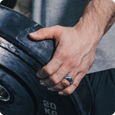 Rinfit Silicone Rings for Men - Mens Silicone Wedding Bands - Step Edge, Flexible Rubber Wedding Rings for Men - Rubber Rings Men for Sports & Workout in Kuwait