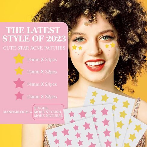 Mandabloom Acne Patches Rainbow Stars, Hydrocolloid Pimple Patches, Absorb Fluid and Reduce Inflammation, Cute Star Shape, Vegan and Cruelty-Free Skincare (108 Count) in Saudi Arabia