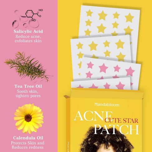 Mandabloom Acne Patches Rainbow Stars, Hydrocolloid Pimple Patches, Absorb Fluid and Reduce Inflammation, Cute Star Shape, Vegan and Cruelty-Free Skincare (108 Count) in Saudi Arabia