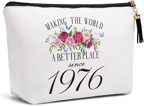 50th Birthday Gifts for Women Friendship Best Friend Gift Ideas for Grandma Mom Sister Aunt Funny Makeup Bag Travel Toiletries Bags Making the World A Better Place Since 1973 Bday Gift from Women in Saudi Arabia