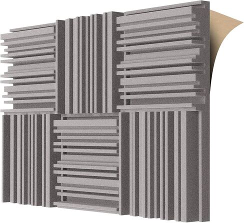 TroyStudio Self-adhesive Acoustic Foam Panels, 12 X 12 X 2 Inches 18 Pcs Broadband Sound Absorbing Foam, Dense Soundproof Padding Tile, Recording Studio Foam Absorber, Groove Decorative Wall Panel in Saudi Arabia