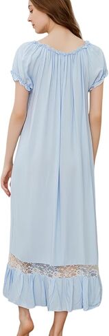 Women White Nightdress,Short Sleeve Vintage Nightgown Victorian Sleepwear Lounge Dress in Kuwait