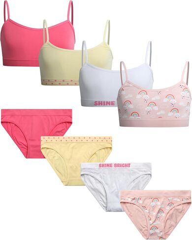 Girls Underwear Set - 8 Piece Soft Stretch Girls Seamless Training Bra and Matching Hipster Panties in Kuwait