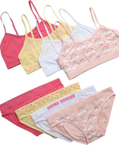 Girls Underwear Set - 8 Piece Soft Stretch Girls Seamless Training Bra and Matching Hipster Panties in Kuwait