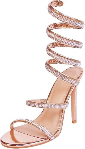 Womens's Rhinestone Sparkly Heels Sandals-Ankle Wrap Around Crystals Casual Evening Gowns Party Sandal Sandals in Saudi Arabia