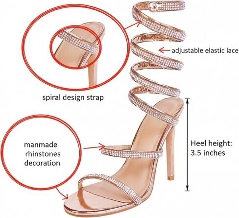 Womens's Rhinestone Sparkly Heels Sandals-Ankle Wrap Around Crystals Casual Evening Gowns Party Sandal Sandals in Saudi Arabia
