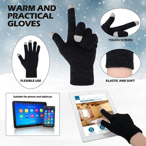 Suhine 120 Pcs Bulk Unisex Winter Beanie Scarf Gloves and Socks Set Include 30 Fleece Lined Hats, 30 Neck Scarf, 30 Touchscreen Mittens, 30 Thermal Socks for Men Women Homeless Elderly Teen Warm Gift in Saudi Arabia