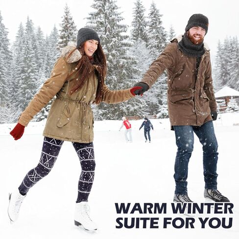 Suhine 120 Pcs Bulk Unisex Winter Beanie Scarf Gloves and Socks Set Include 30 Fleece Lined Hats, 30 Neck Scarf, 30 Touchscreen Mittens, 30 Thermal Socks for Men Women Homeless Elderly Teen Warm Gift in Saudi Arabia