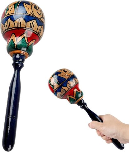 9.7 "Maracas Triple -Head Wooden -Maracas -large Shaker الإيقاعية الإفريقية المصنوعة in Saudi Arabia