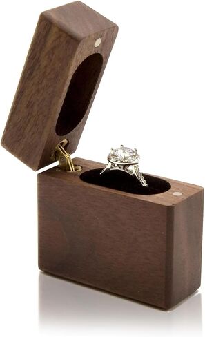 MUUJEE Pinky Promise Slim Engagement Ring Box - Engraved Wooden Ring Box for Wedding Ceremony Engagement Proposal Ring Bearer Box - Anniversary Birthday Gift Ideas in Kuwait