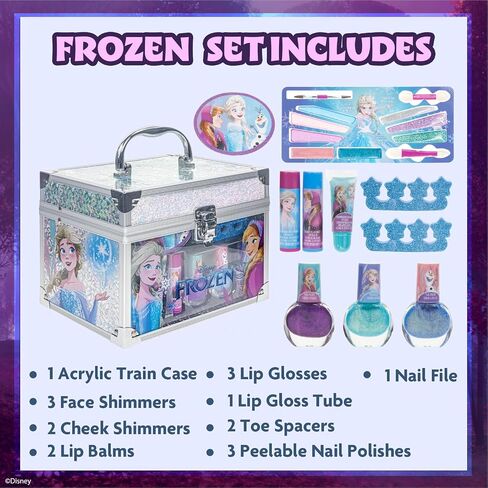 Barbie - Townley Girl Train Case Cosmetic Makeup Set Includes Lip Gloss, Eye Shimmer, Brushes, Nail Polish, Nail Accessories & more! for Kids Girls, Ages 3+ perfect for Parties, Sleepovers & Makeovers in Kuwait
