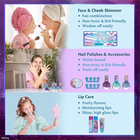 Barbie - Townley Girl Train Case Cosmetic Makeup Set Includes Lip Gloss, Eye Shimmer, Brushes, Nail Polish, Nail Accessories & more! for Kids Girls, Ages 3+ perfect for Parties, Sleepovers & Makeovers in Kuwait