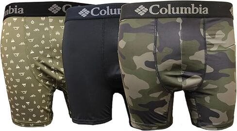 Columbia Men's Printed Polyester Stretch Solid Boxer Brief 3 Pair in Saudi Arabia